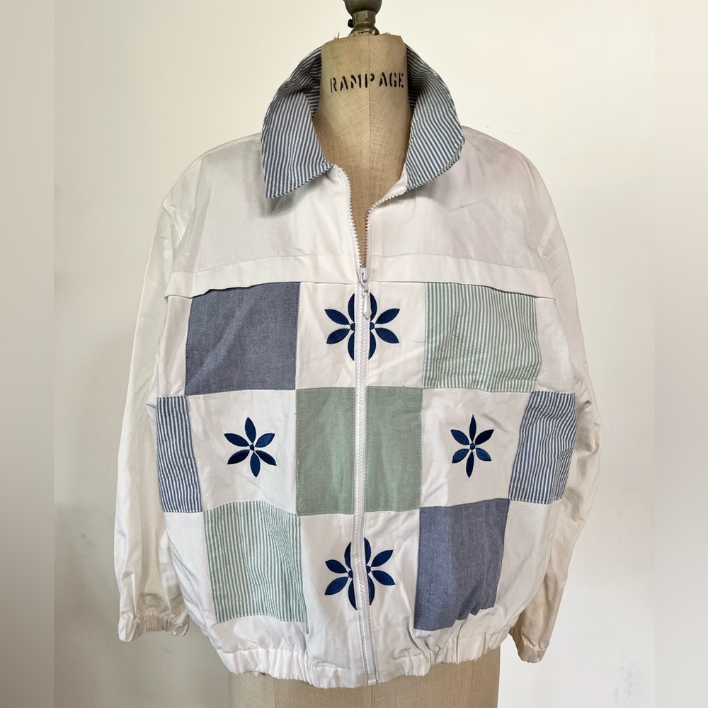 Vintage Alfred Dunner Jacket 90s 1990s Embroidered Patchwork Size 16P
